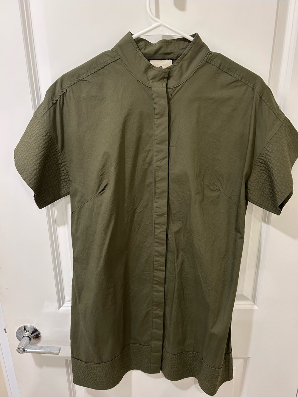 Tuckernuck Short-Sleeve Utility Shirt Dress in Olive